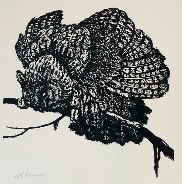 Walther Klemm (1883–1957 Germany)  Houtsnede 'Ransuil', ~1920  Gesigneerd met potlood