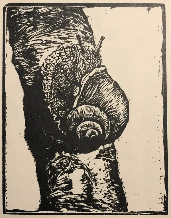 Walther Klemm (1883–1957 Germany)  Houtsnede 'Slak' ~1918