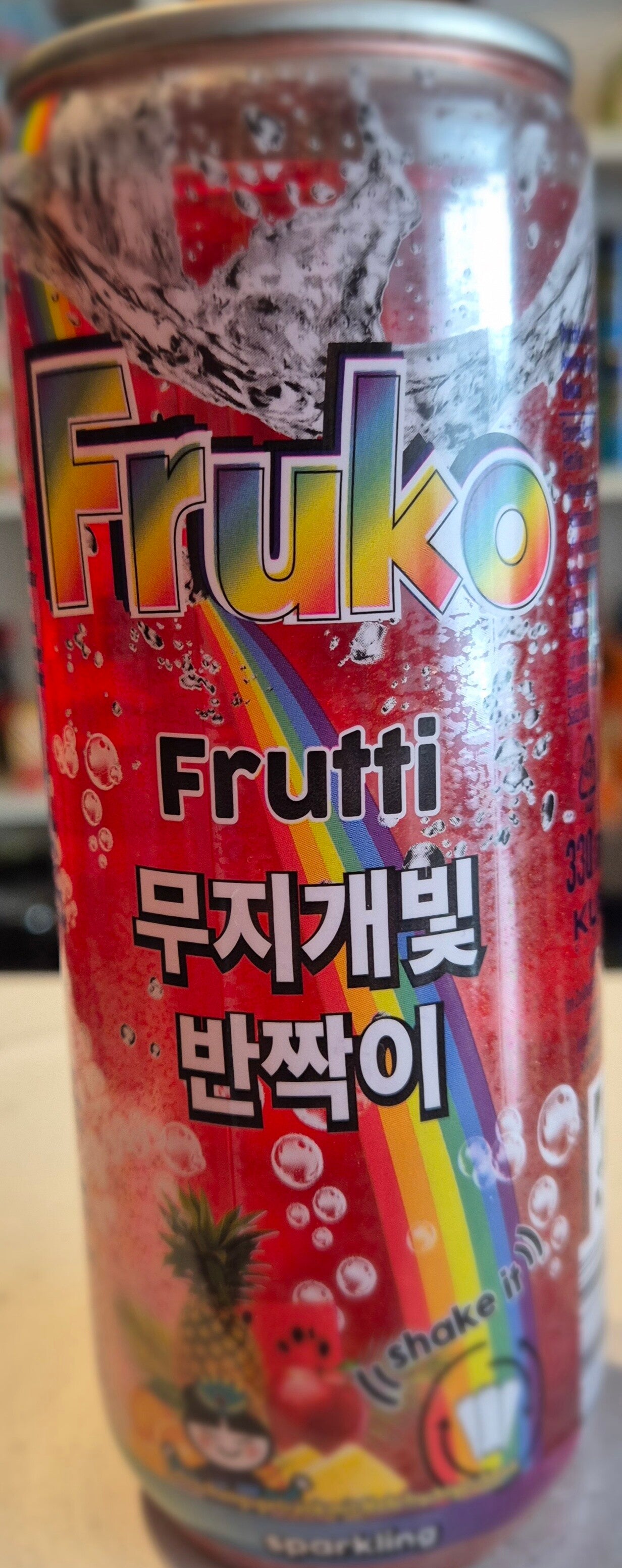 Fruko Frutti Rainbow Glitter 330 ml – Erfrischungsgetränk mit Gold-Glimmer & Mehrfrucht-Geschmack | Funkelnder Party-Drink