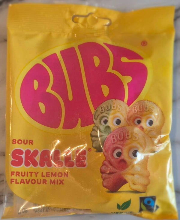 BUBS Lemon Raspberry Skull – Saures Fruchtgummi in Totenkopfform (90g)