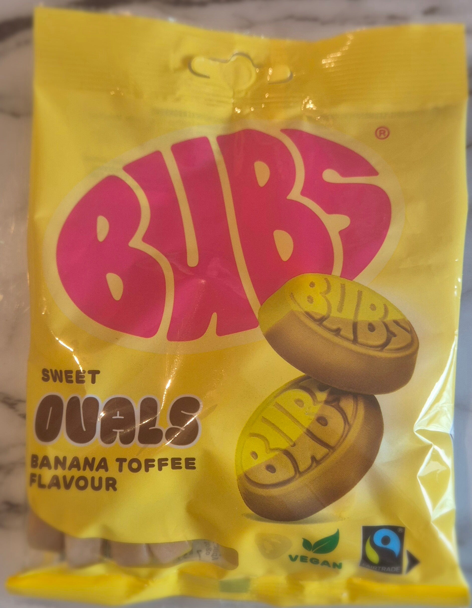 Bubs sweet ovals Banana Toffee 90g