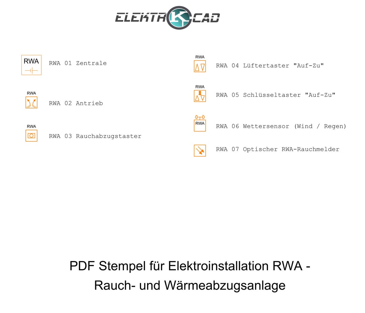 Elektrosymbole - RWA - Rauch-und Wärmeabzugsanlagen 7 St. | ElektroCAD-KS