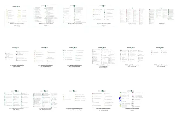 Umfangreiches Set: 454 PDF - Elektrosymbole in 17 Paletten (Details siehe unten)