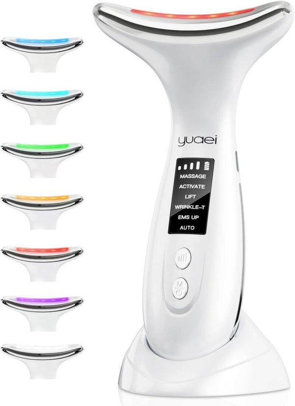 MASSAGIATORE VISO  Viso 7 Colori LED -  EMS Anti-rughe per Doppio Mento, Lifting Viso e  Collo