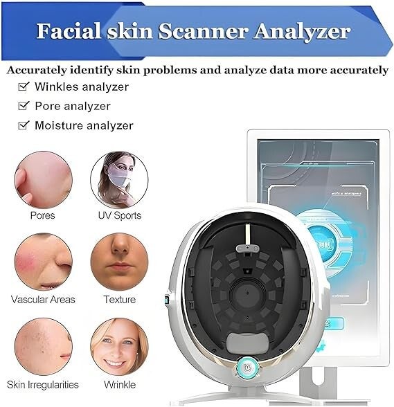 ANALIZZATORE DI PELLE DIGITALE  Rilevatore AI, Analizzatore Facciale 3D con Schermo HD da 13,3 pollici
