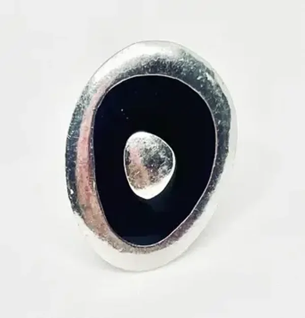 Bague métal argent noire originale Femme Taille unique Katia