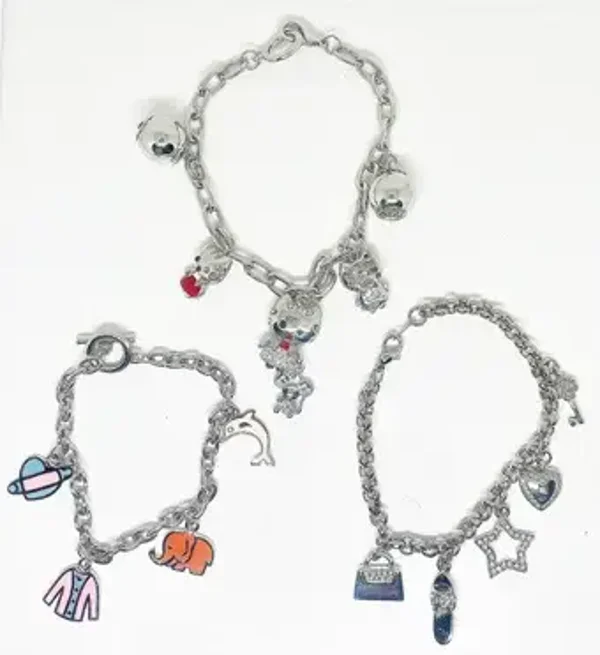 Lot de 3 bracelets à breloques pour femme - Bracelet charms - Bracelets à pampilles - Taille unique - SALLY