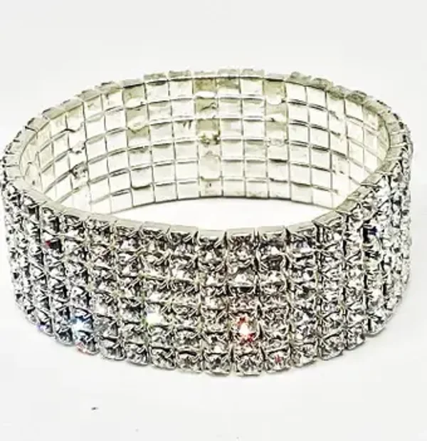 Bracelet strass élastique stretch largeur 2 cm pour femme  - Taille unique - WENDY