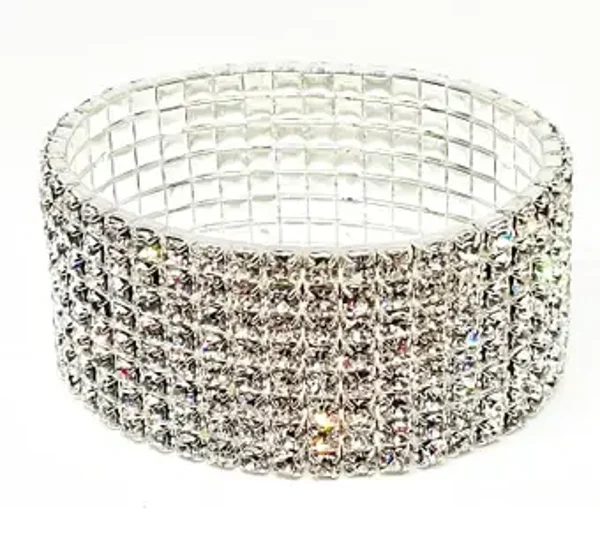 Bracelet strass élastique stretch largeur 3 cm pour femme - Bracelet mariage soirée - Taille unique - OLIVIA