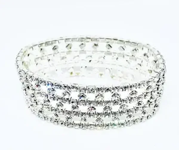Bracelet strass ajouré élastique stretch largeur 3 cm pour femme - Bracelet mariage soirée - Taille unique - SYLVANA