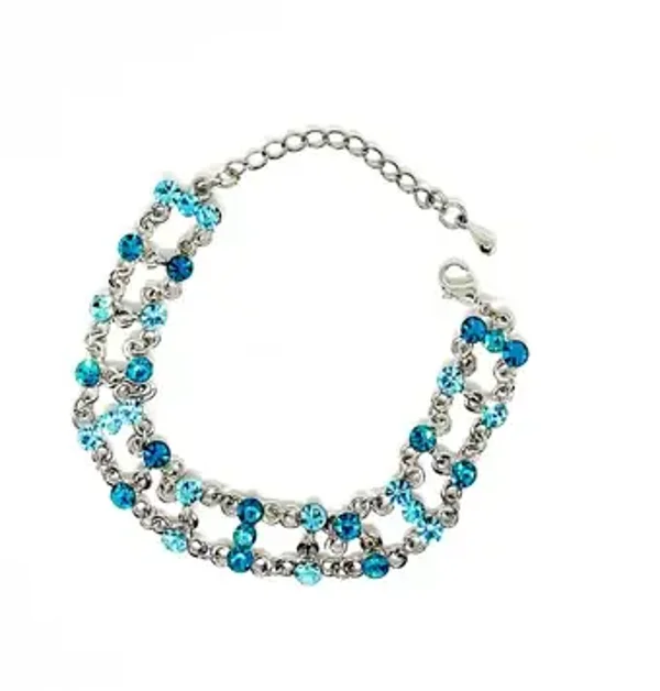 Bracelet métal argent et strass bleus chainette pour femme - OCEAN