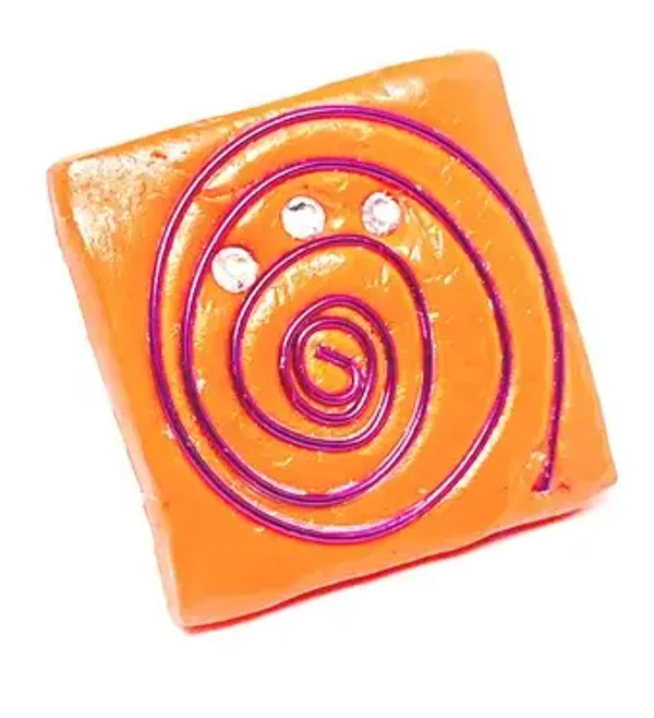 Bague créateur pop carrée en résine orange pour Femme Taille unique  - Pièce unique - Strass Swarovski - Florence Sélaudoux - MARGAUX