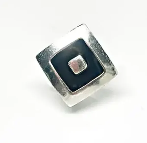 Bague carrée losange métal argent noire originale Femme Taille unique LIAM