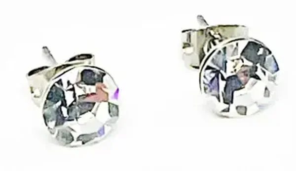 Paire de boucles d'oreilles solitaires clous pour Femme en strass blancs - CHARLY