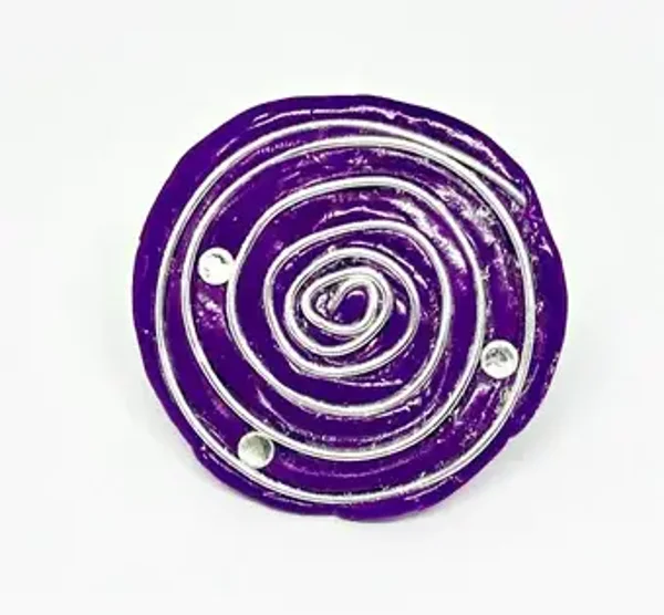 Bague créateur ronde XXL en résine violette pour Femme Taille unique  - Pièce unique - Strass Swarovski - Florence Sélaudoux - ANTOINETTE
