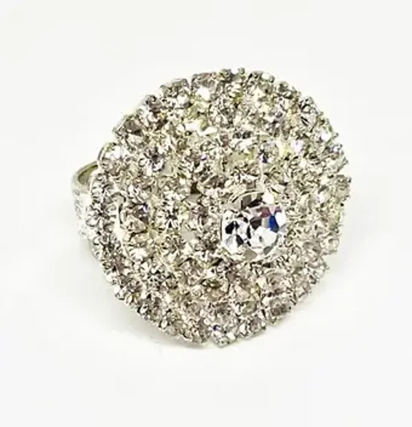 Bague Strass blanc Ronde pour Femme Taille unique - ANABELLE