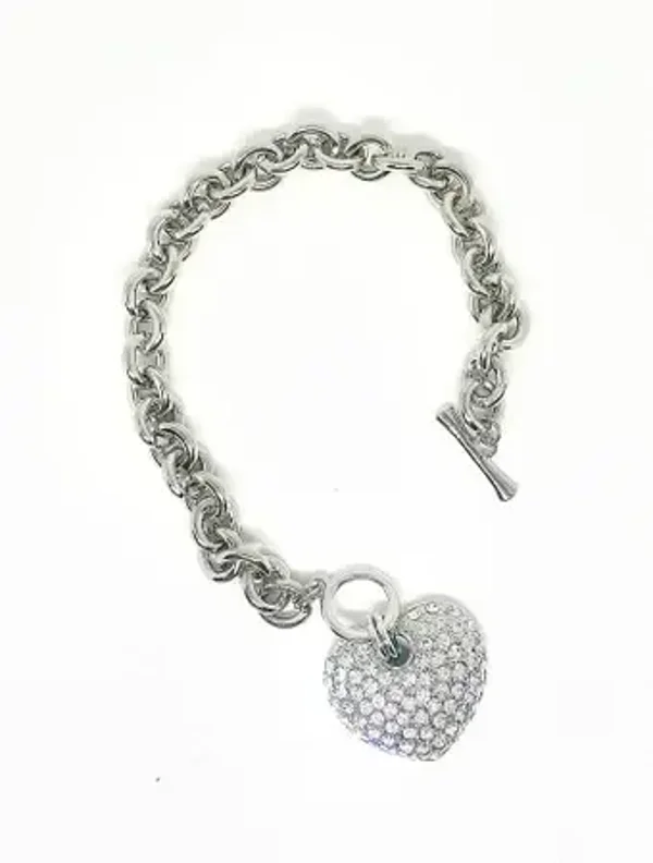 Bracelet coeur strass chainette  pour femme  - Taille unique - ISA