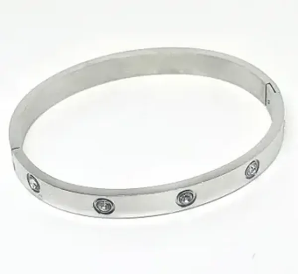 Bracelet Argent manchette fin et Strass pour Femme Acier inoxydable - SICILE