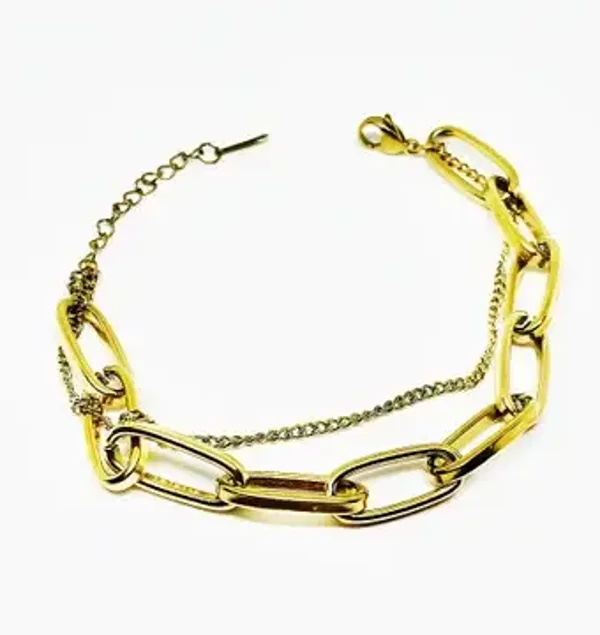 Bracelet Or doré à maillons larges pour Femme Acier inoxydable - Ornella