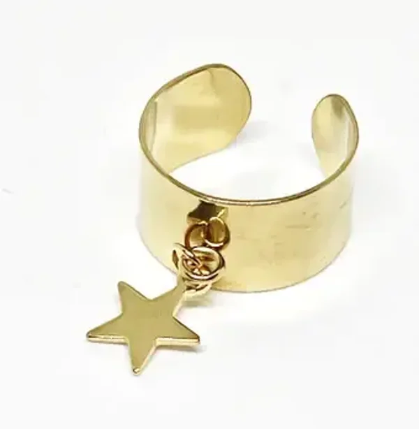 Bague étoile à breloques charms pampilles or dorée originale pour Femme Taille unique CHERRY