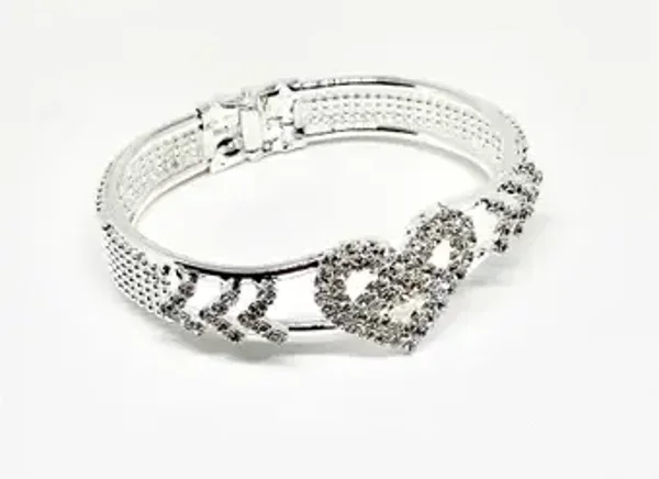 Bracelet coeur strass blancs manchette  pour femme  - Taille unique - DEBBO