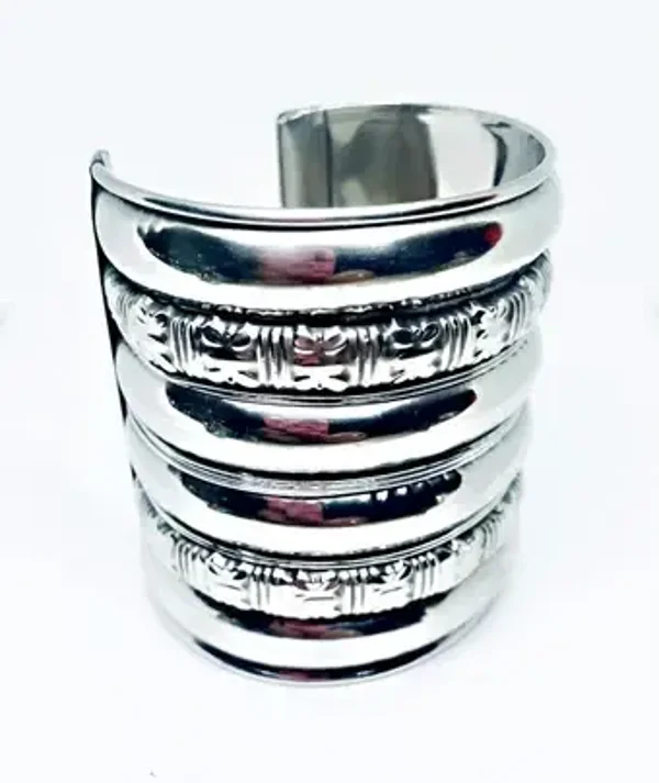 Bracelet manchette Large ciselé ethnique - Coloris argent pour Femme  - LOLA