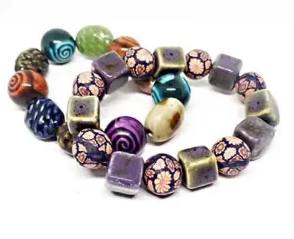 Lot de 2 bracelets de perles ethniques Bohème  multicouleurs pour femme - ADELE
