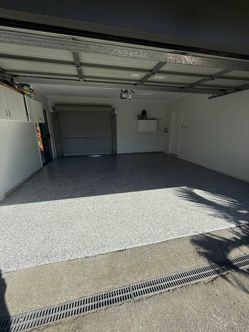 Garage epoxy flooring Sunshine Coast with durable flake coating system