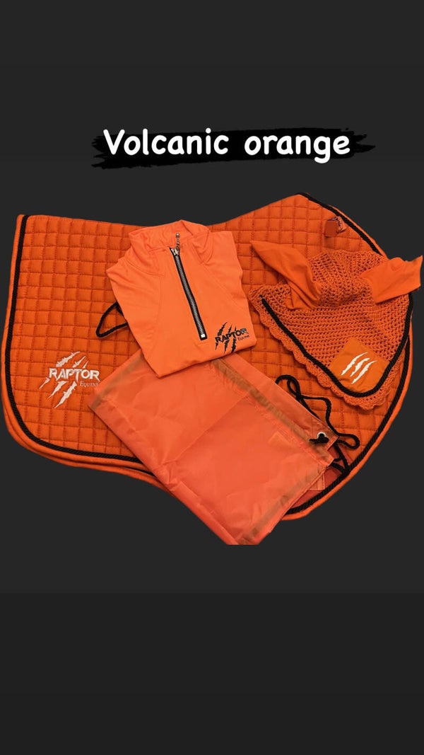 Volcanic orange pad,ears and hatsilk set