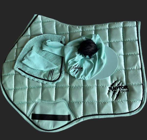 Madagascan mint saddlepads/ears/hatsilk set