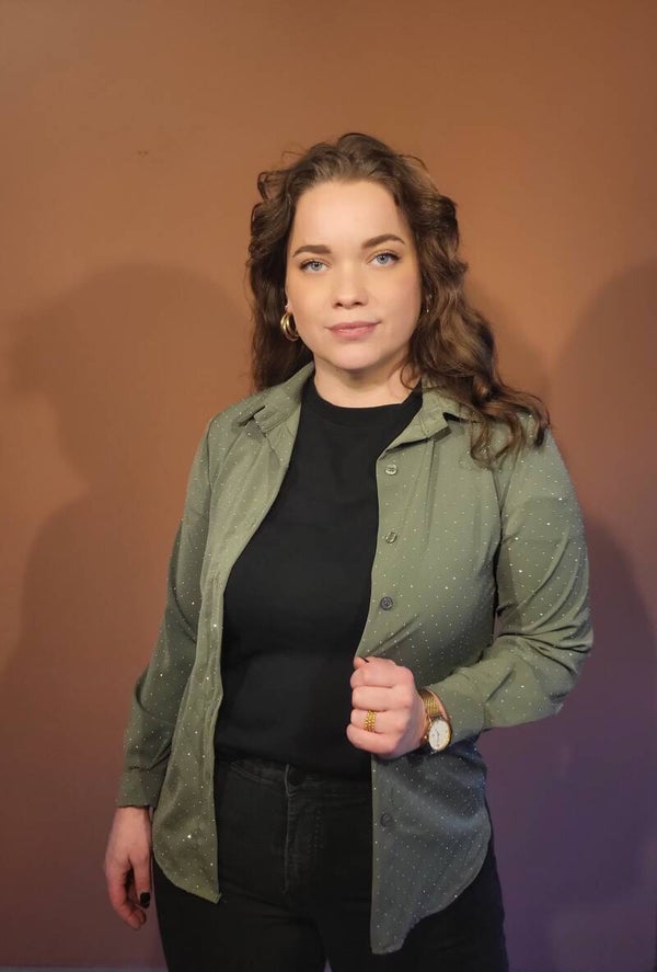 Blouse met steentjes groen
