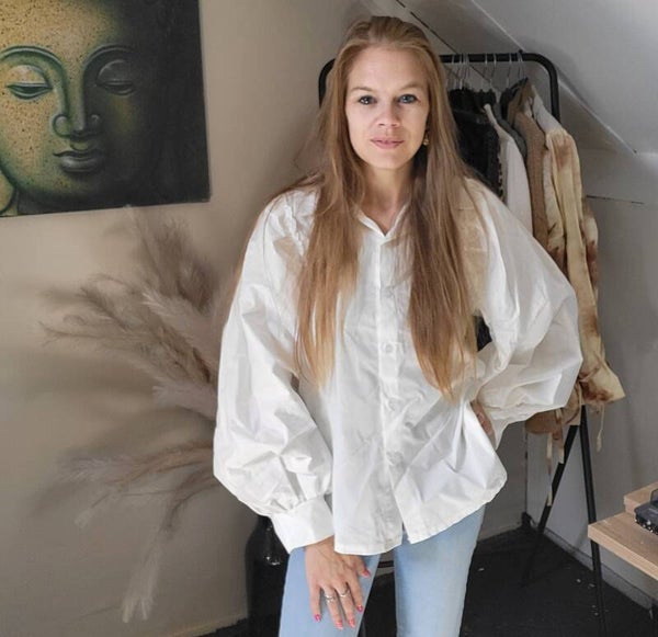 Witte blouse met franjes