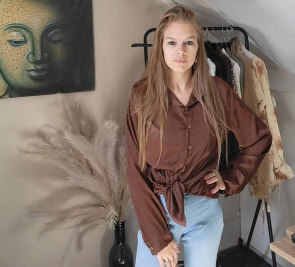 Casual blouse bruin