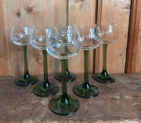 Vintage wijnglazen The Peninsula Hong Kong set van 6