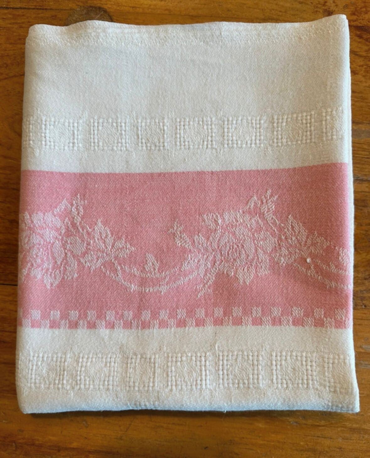Vintage Rozen Tafelkleed 90x85 cm  Oud Roze & Wit Retro Tafellaken Decor