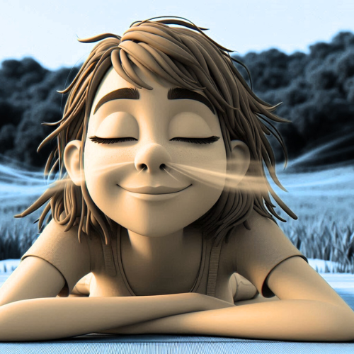 Eine Frau entspannt sich mit ihrer Atmung.