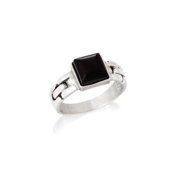 Zegelring zwart met onyx steen