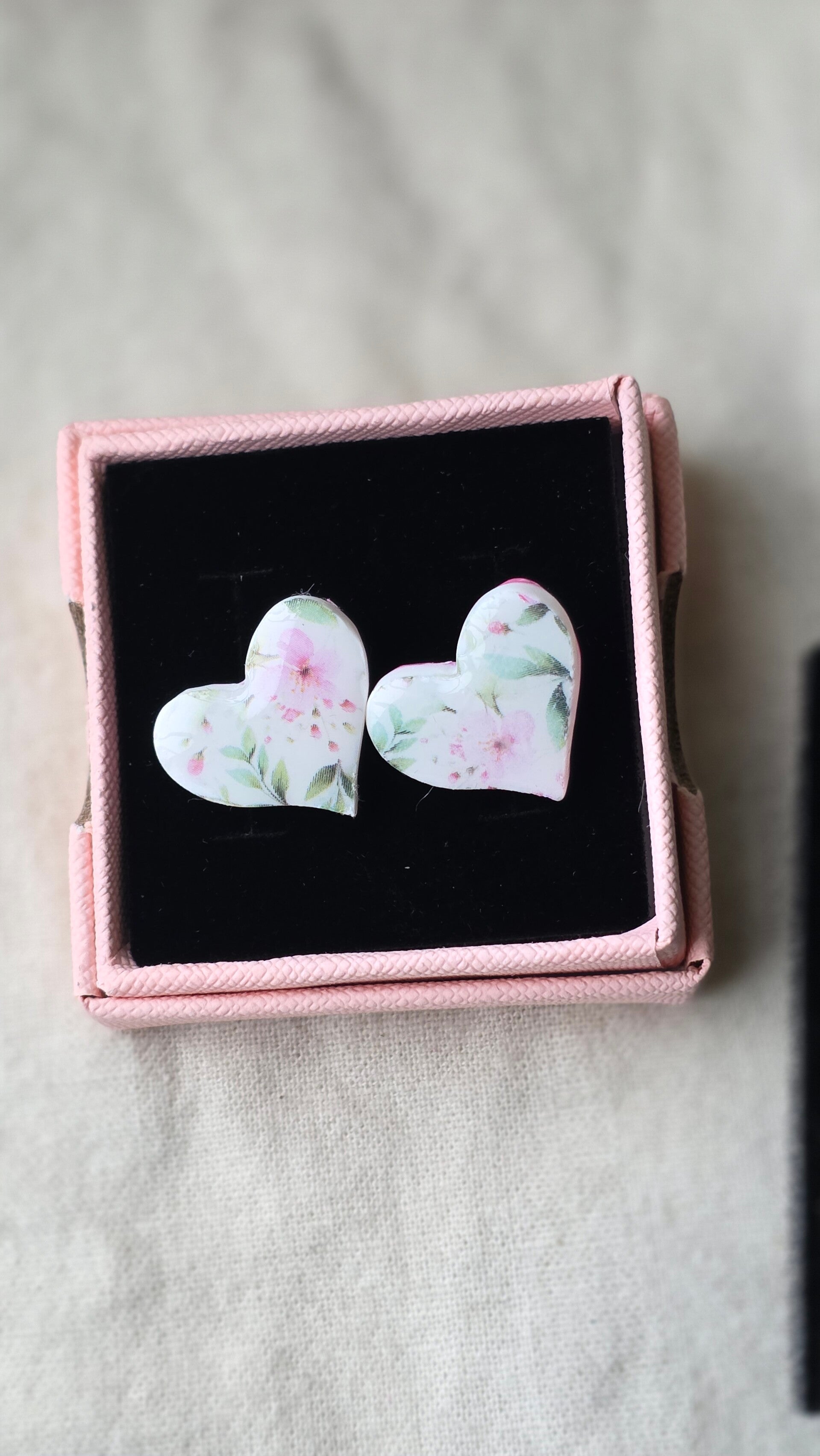 Floral heart studs
