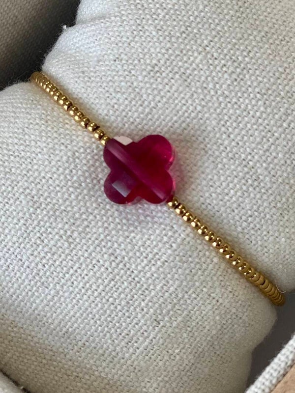 Klaver armband indian Pink