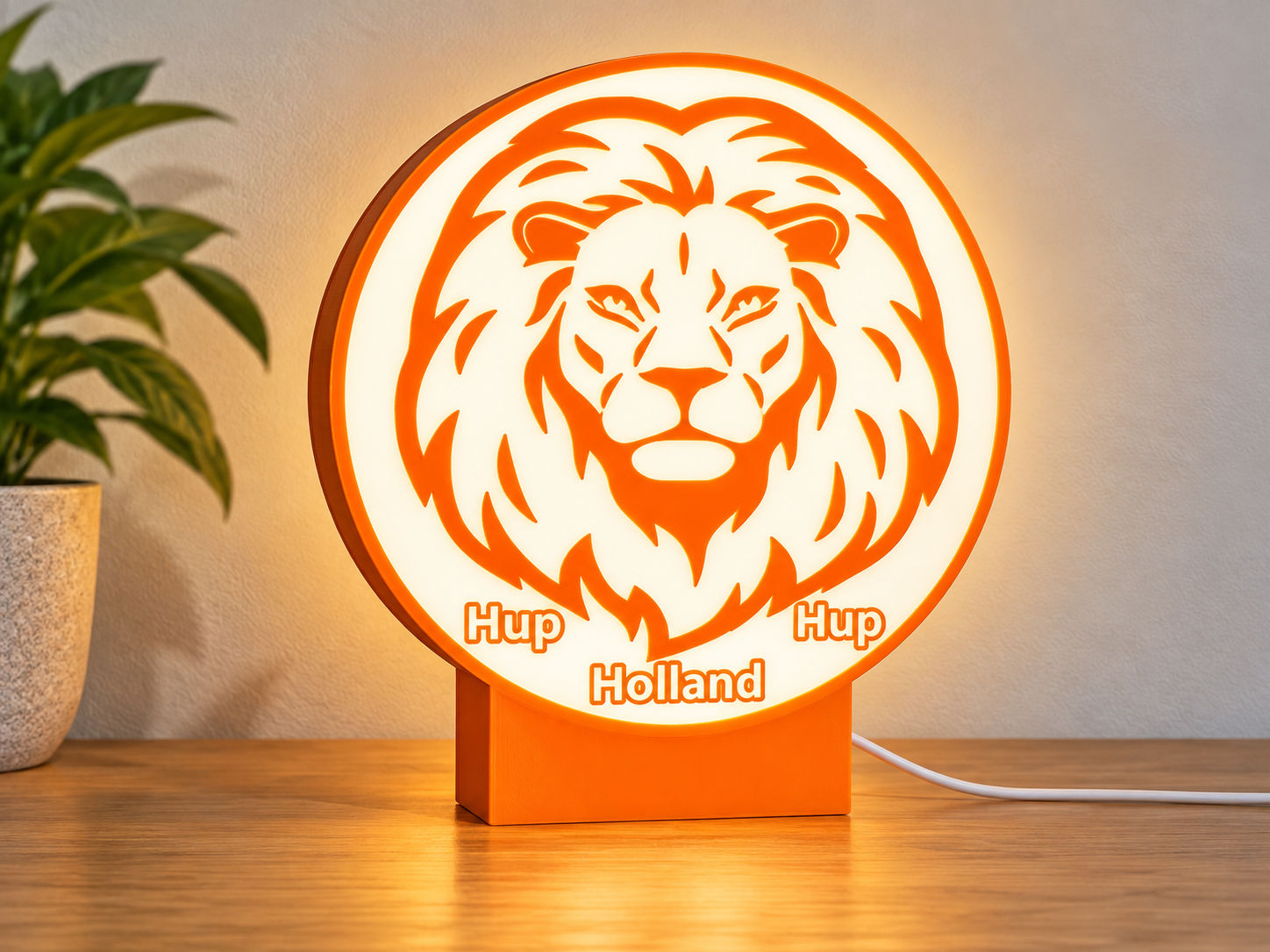 Nederland Leeuw LED Lamp – Hup Holland – Dimbare LED Verlichting – 22 cm