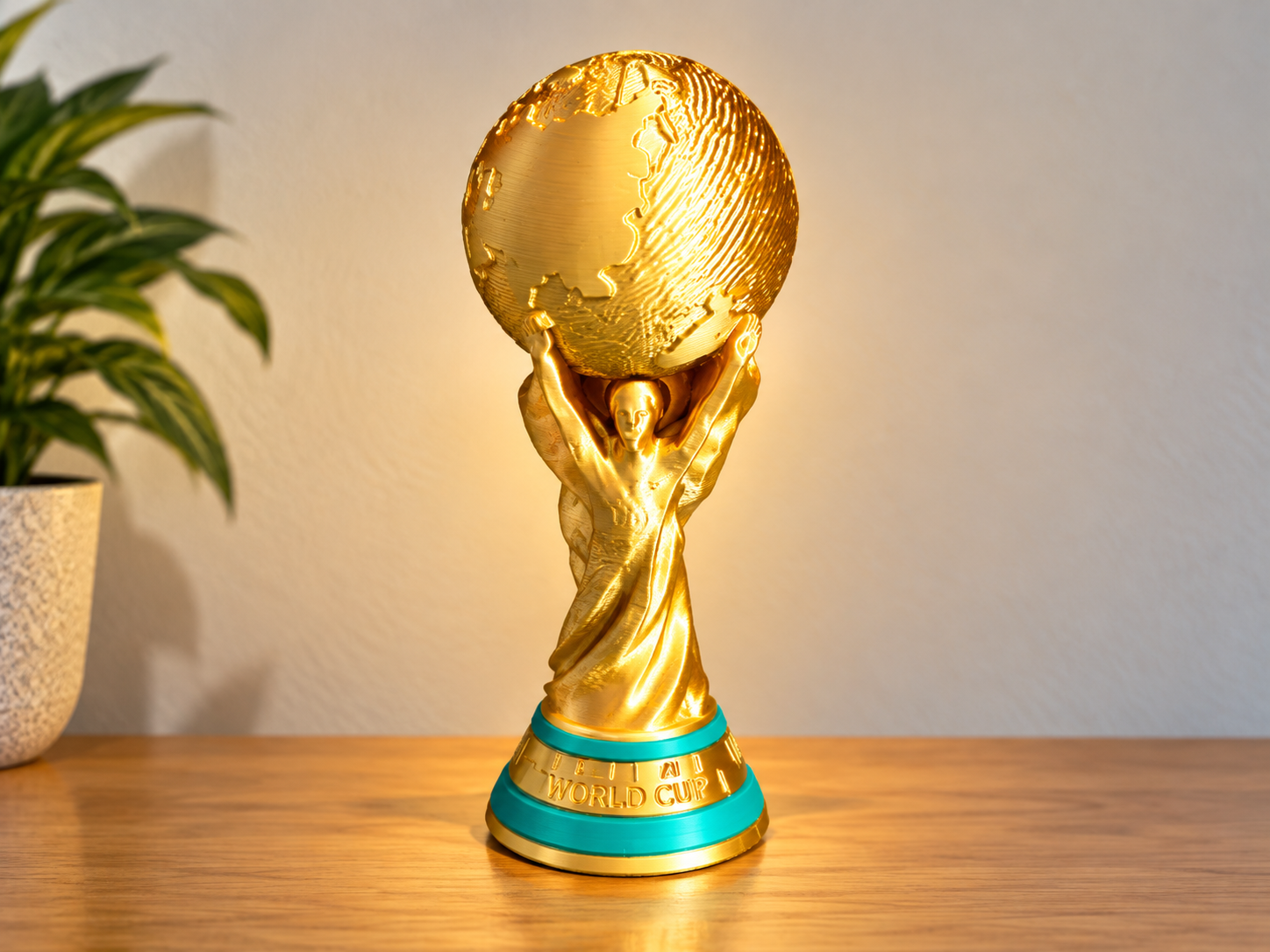 3D Geprinte World Cup Replica – 25 cm Goudkleurige Trofee