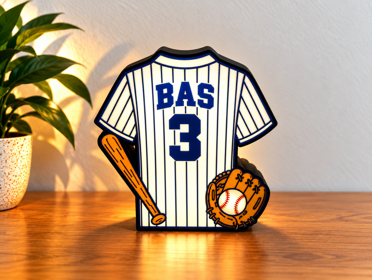 Gepersonaliseerde Honkbal Shirt LED Lamp – Eigen Shirt, Naam & Nummer