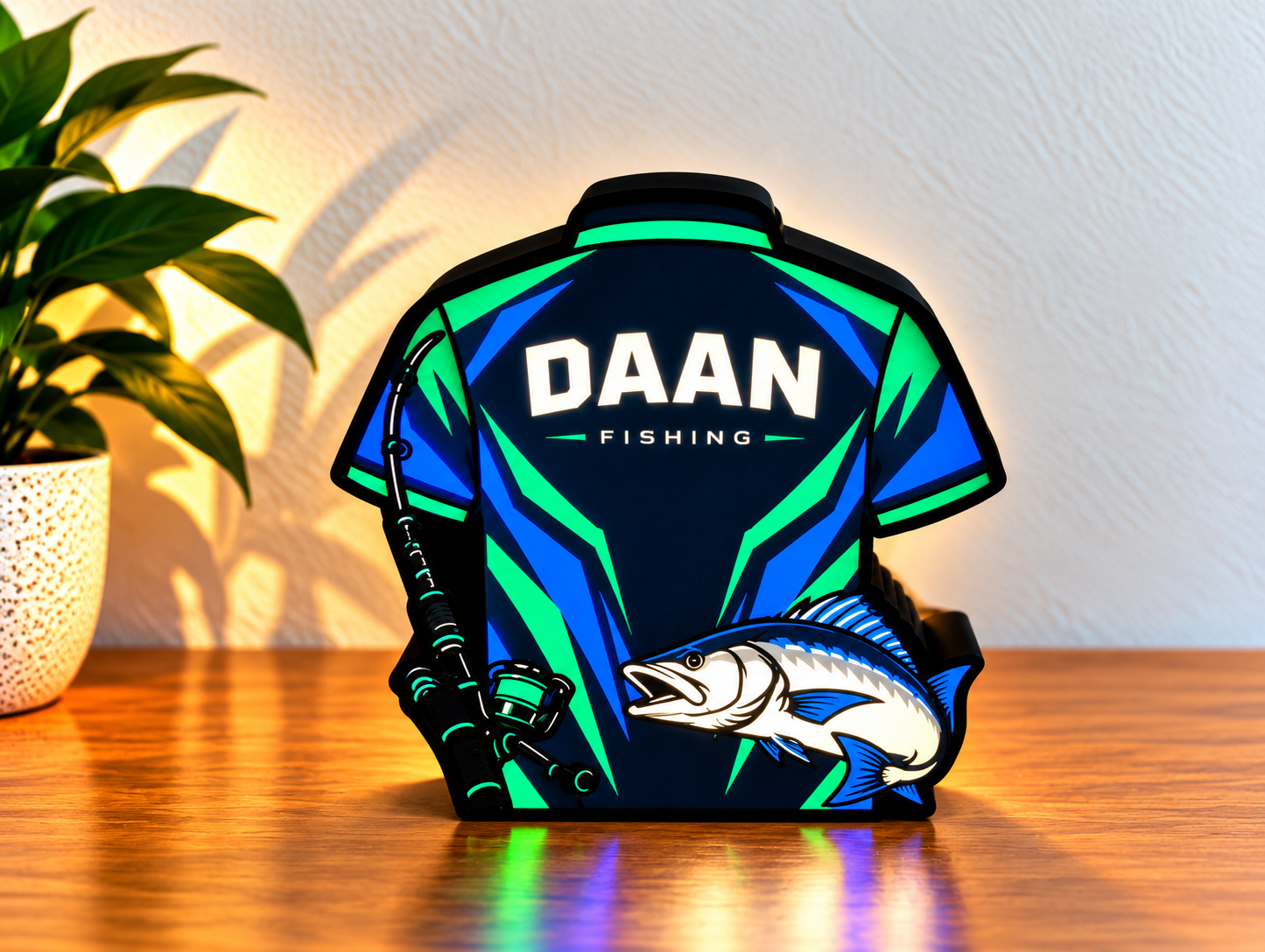 Gepersonaliseerde Visshirt LED Lamp – Eigen Naam & Shirt