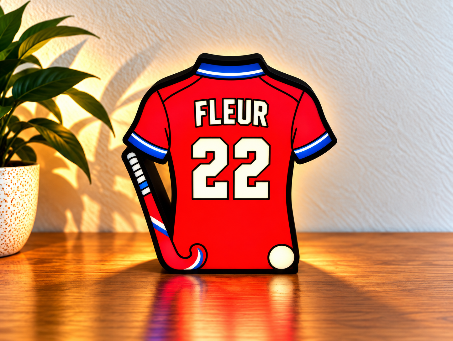 Gepersonaliseerde Hockey Shirt LED Lamp – Eigen Shirt, Naam & Nummer