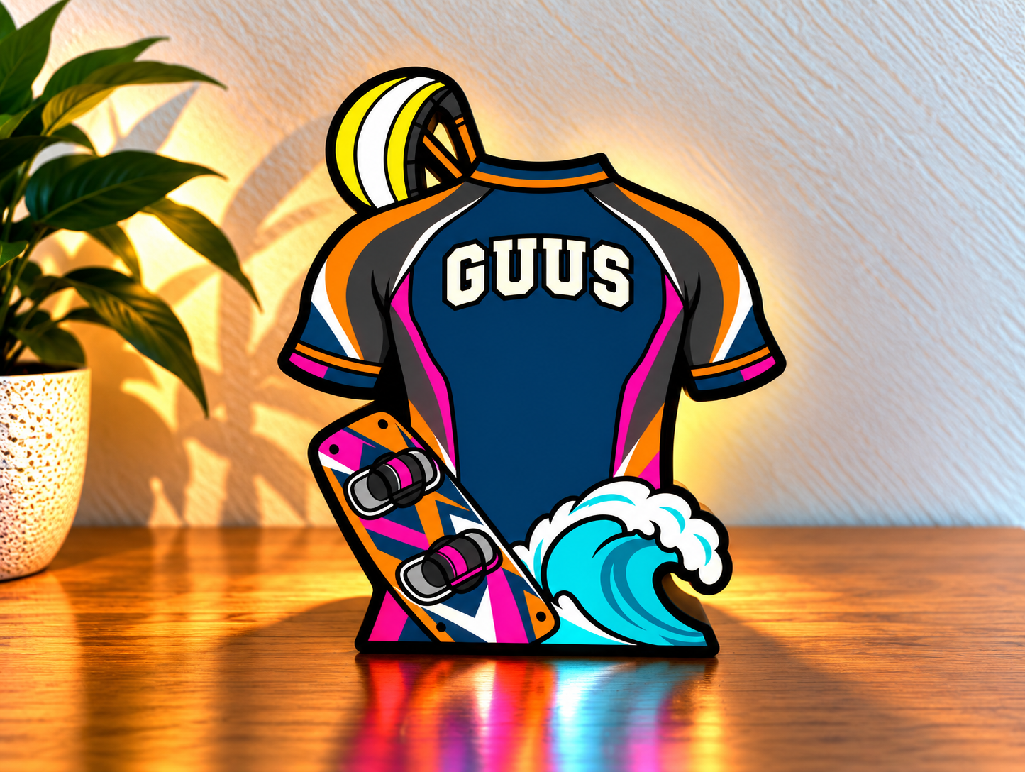 Gepersonaliseerde Kitesurf Shirt LED Lamp