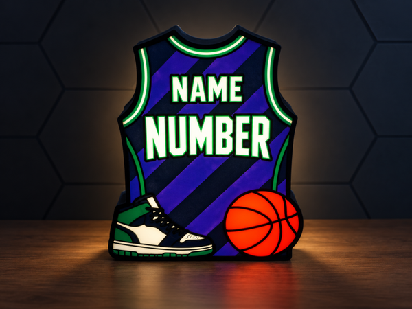 Gepersonaliseerde Basketbal Shirt LED Lamp – Eigen Shirt, Naam & Nummer