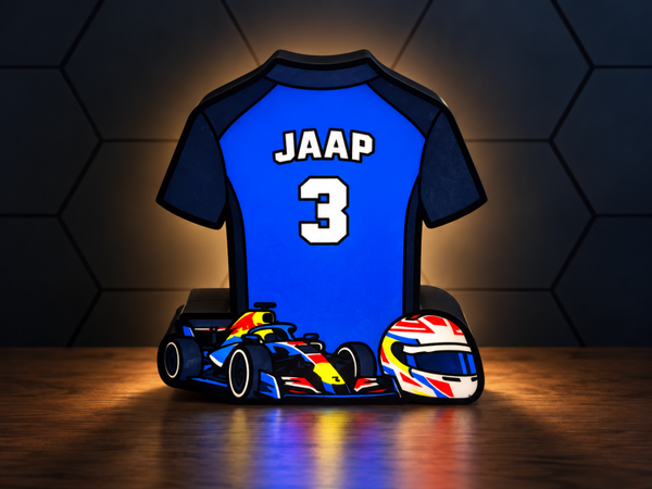 Gepersonaliseerde Autosport Shirt LED Lamp – Eigen Shirt, Naam & Nummer