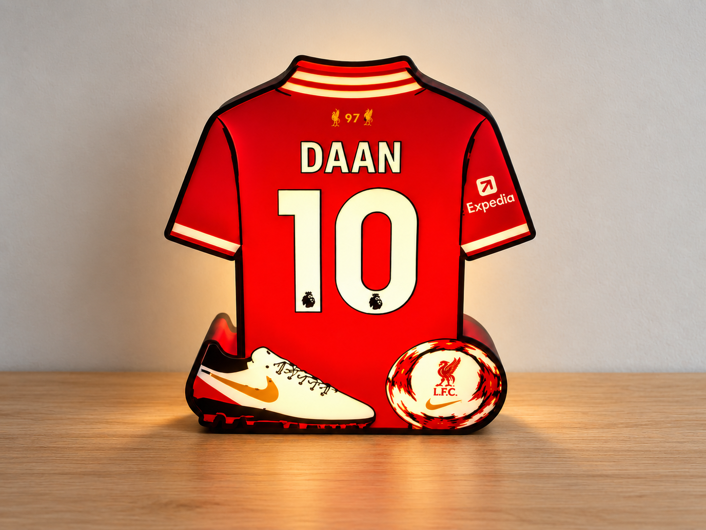 Gepersonaliseerde Voetbalshirt LED Lamp met Naam & Rugnummer