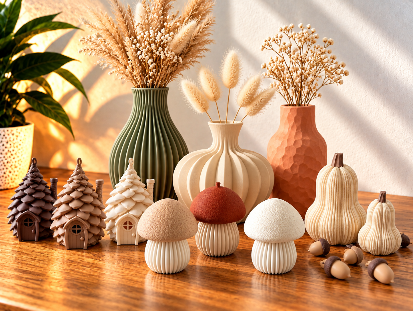 3D geprinte herfstdecoratie met pompoenen, eikels en dieren – Crevix