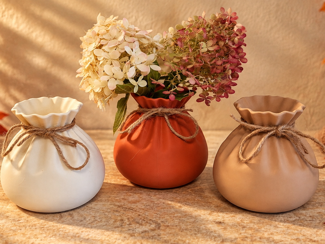 Decoratief Vaasjes met Strik – 3 Kleuren